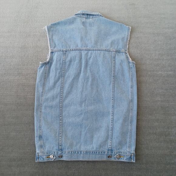 Cheap Monday Taylor Denim Vest Mens XS Blue Denim Button Up Rocker Grunge Punk - Picture 2 of 9